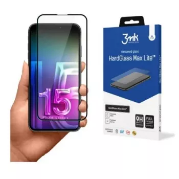 3MK Apple iPhone 15 HardGlass Max Lite musta näytönsuojus