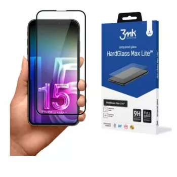 3MK Apple iPhone 15 Pro HardGlass Max Lite karkaistusta lasista valmistettu näytönsuojakalvo musta