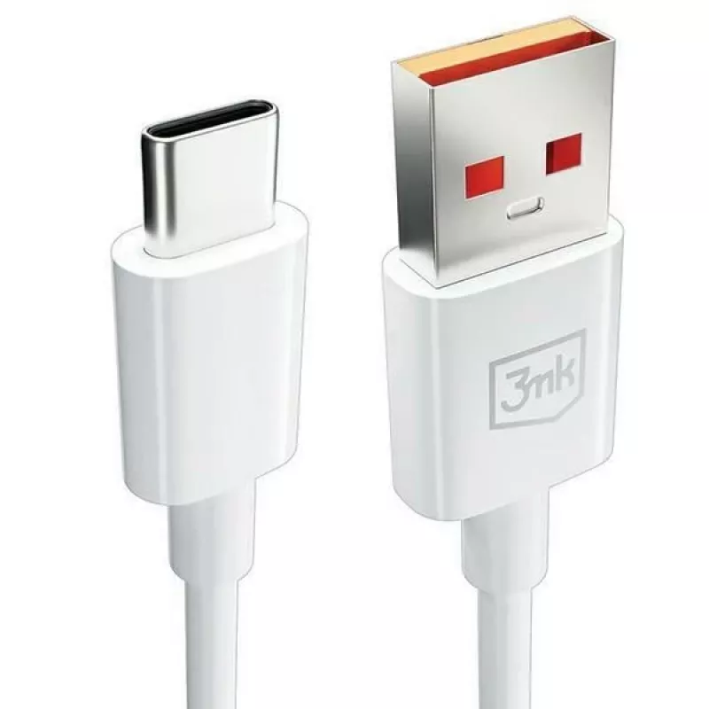 3MK Hyper Cable USB-A - USB-C 5A 60W 1,2 m valkoinen