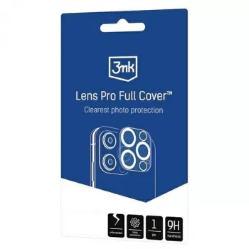 3MK Lens Pro Full Cover kameran linssinsuoja karkaistusta lasista iPhone 14 Pro / 14 Pro Max -malliin alumiinikehyksellä ja asennuskehyksellä (1 kpl, musta)