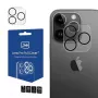 3MK Lens Pro Full Cover kameran linssinsuoja karkaistusta lasista iPhone 14 Pro / 14 Pro Max -malliin alumiinikehyksellä ja asennuskehyksellä (1 kpl, musta)