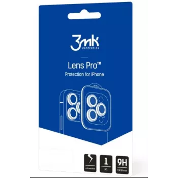 3MK Lens Protection Pro iPhone 12 Pro Max:lle - karkaistua lasia oleva kameran linssinsuoja (musta)