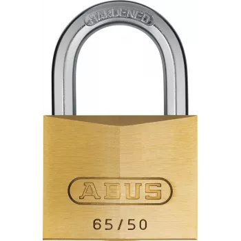 ABUS 65/50 KD riippulukko – massiivinen messinkirunko, karkaistu terässanka, samalla avaimella avattava