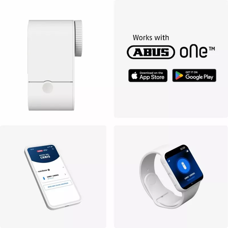 ABUS ABLO10000W langaton oven lukon käyttölaite – pinta-asennus Euro-profiilisylinterille, valkoinen