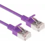 ACT violetti 0,25 m LSZH U/FTP CAT6A datacenter slimline -patchkaapeli snagless RJ45-liittimillä (DC7352)