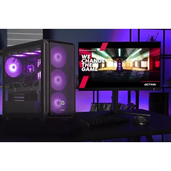 Actina Gaming GameOn pöytätietokone, Ryzen 7 7800X3D, 32 GB DDR5, 2 TB SSD, GeForce RTX 5070 12 GB, ilman käyttöjärjestelmää