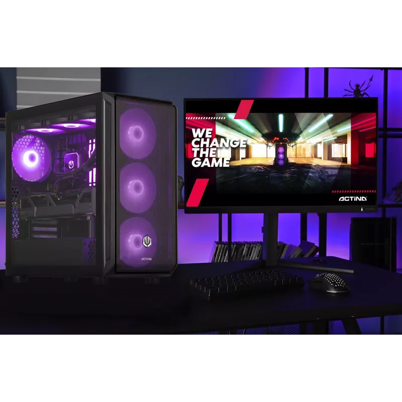 Actina PC AMD Ryzen 7 9800X3D 32 GB DDR5-SDRAM 2 TB SSD AMD Radeon RX 9070 XT Midi Tower musta