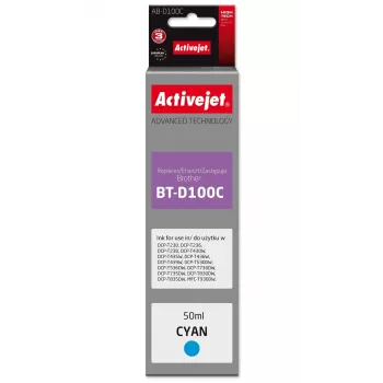 Activejet AB-D100C syaani yhteensopiva mustekasetti Brother-tulostimiin, korvaa Brother BT-D100C, Supreme-sarja, 50 ml
