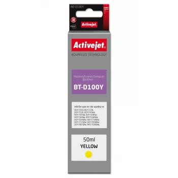 Activejet AB-D100Y keltainen mustekasetti Brother-tulostimiin, korvaa Brother BT-D100Y, Supreme-sarja, 50 ml