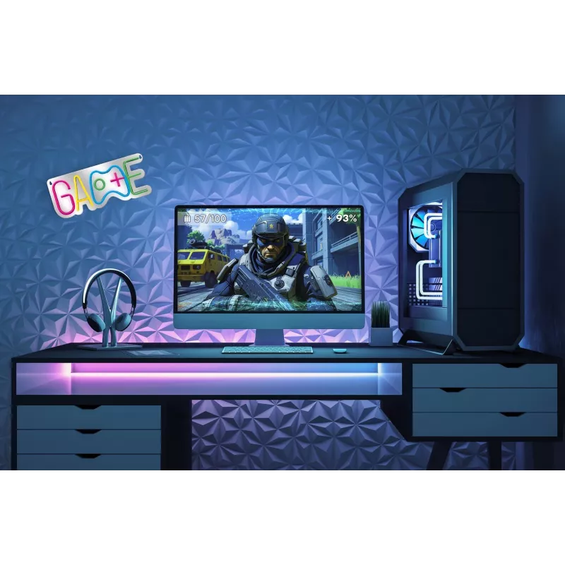 Activejet Neon LED AJE-NEON GAME - LED-neonvalo peliohjaimen muodossa, monivärinen, USB-käyttöinen, seinäkiinnitteinen