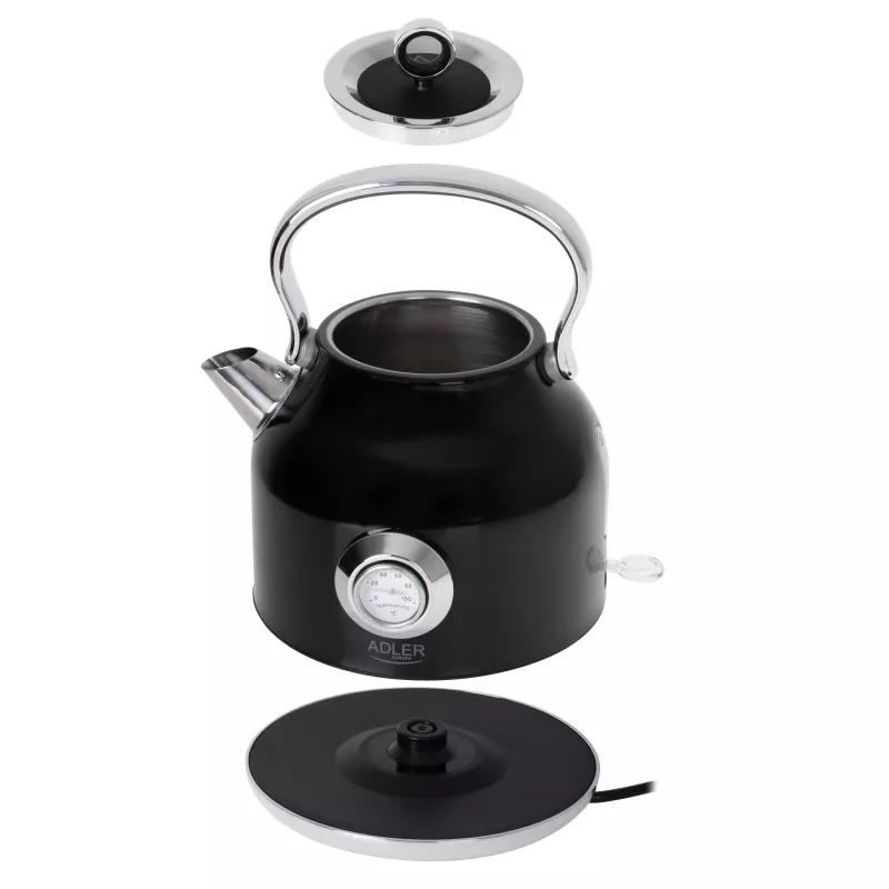 Adler AD 1346B vedenkeitin 1,7 L, 2 200 W, musta, metallinen