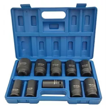 ADLER iskuruuvauskoneen hylsysarja 3/4 tuuma 10-osainen 22-41 mm Cr-Mo musta