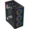 Aerocool B509A Flow-G-BK-v1 Mid Tower -PC-kotelo 650W virtalähteellä, karkaistu lasi, musta