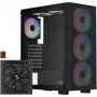 Aerocool B509A Flow-G-BK-v1 Mid Tower -PC-kotelo 650W virtalähteellä, karkaistu lasi, musta