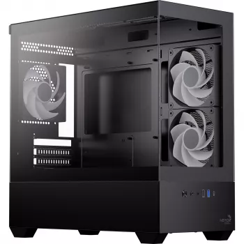 AEROCOOL P300D G-BK-v1 Mini Tower ATX kotelo, musta, Tempered Glass
