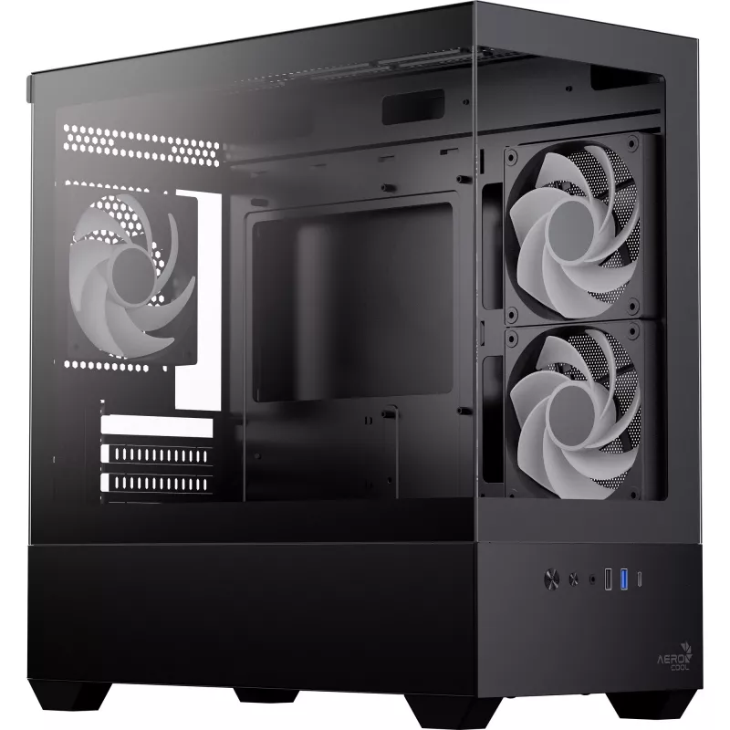 AEROCOOL P300D G-BK-v1 Mini Tower ATX kotelo, musta, Tempered Glass