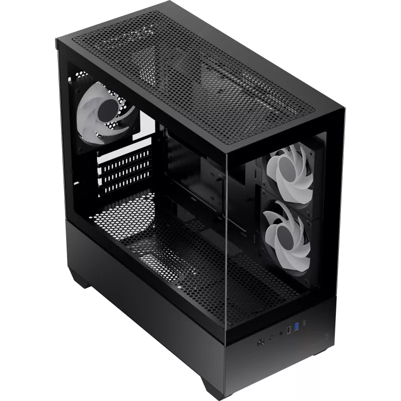 AEROCOOL P300D G-BK-v1 Mini Tower ATX kotelo, musta, Tempered Glass