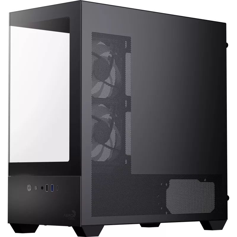 AEROCOOL P300D G-BK-v1 Mini Tower ATX kotelo, musta, Tempered Glass