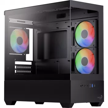 AEROCOOL P300D G-BK-v1 Mini Tower ATX kotelo, musta, Tempered Glass