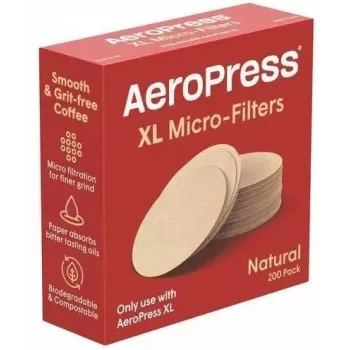 AeroPress XL paperinen mikrosuodatin, 200 kpl, 63,5 mm pyöreät levyt Original-, Go- & Clear-kahvinkeittimille
