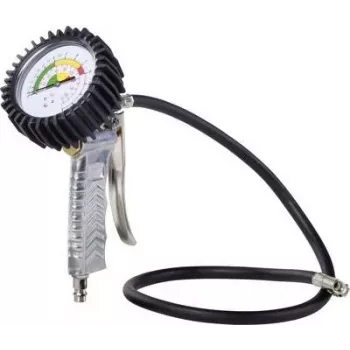 Aerotec analoginen rengastäyttölaite painemittarilla, 10 bar / 145 PSI, kumipäällysteinen painemittari, 40 cm letku, pikaliitin 2005759