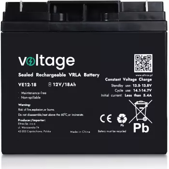 AGM-akku Voltage 12V 18Ah VE12-18 (käyttöikä 6-9 vuotta)