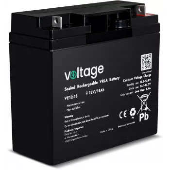 AGM-akku Voltage 12V 18Ah VE12-18 (käyttöikä 6-9 vuotta)