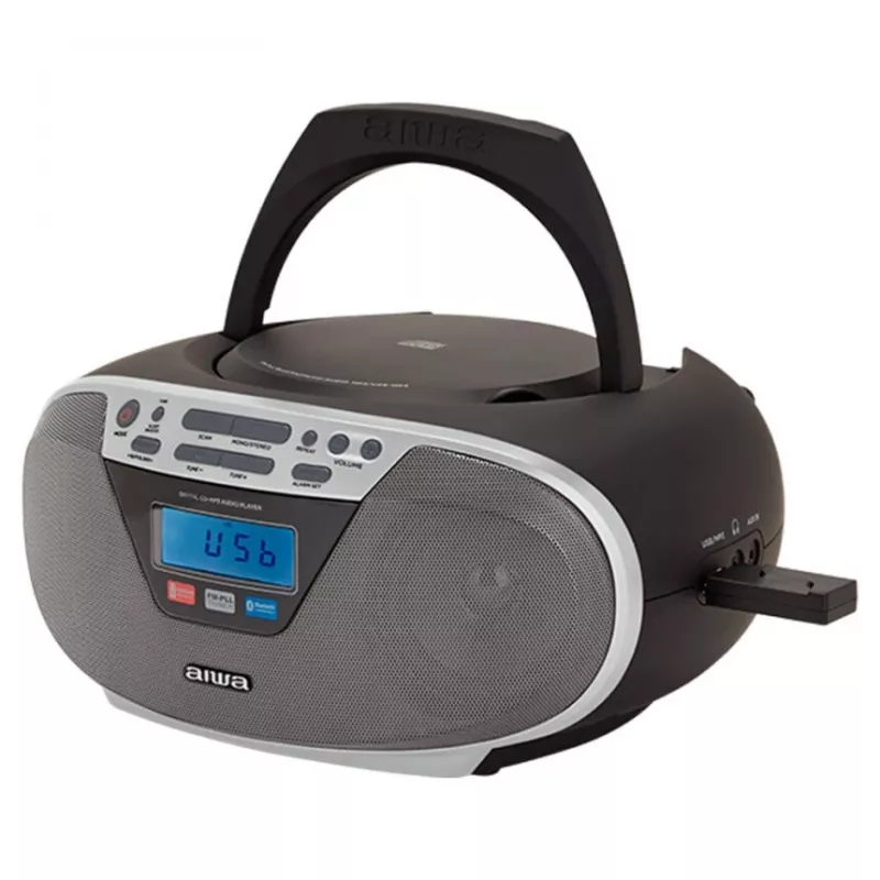 Aiwa BBTU-400SL kannettava stereojärjestelmä CD/FM RDS/USB/Bluetooth hopea MP3-toisto