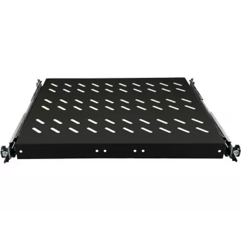 ALANTEC 19 inch 1U ulosvedettävä hylly 570mm syvyys, musta, 4-pistekiinnitys