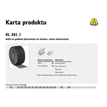 Klingspor KL 381 J kangashiomalaikka, 200 mm, P80, 50 m
