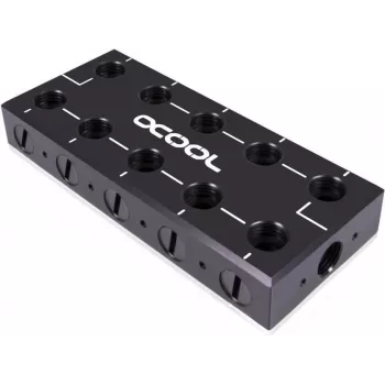 Alphacool ES Distro Plate Parallel C5 (13024), 22x G1/4, musta