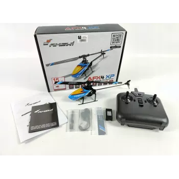 Amewi AFX4 XP kauko-ohjattava helikopteri RTF 2,4GHz 6-kanava 6-akselisella gyroskoopilla, harjaton päämoottori, korkeudenpito, LiPo 7,4V 700mAh, sininen/musta