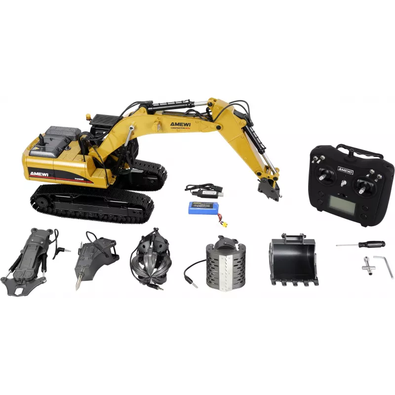 Amewi G705E metallikaivinkone 1:14 RTR keltainen 14+