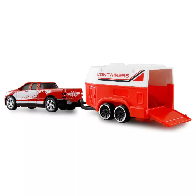 AMEWI RC Pickup Die Cast hevosperävaunulla 1:64 RTR punainen (22681)