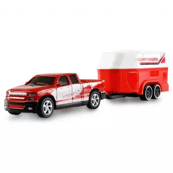 AMEWI RC Pickup Die Cast hevosperävaunulla 1:64 RTR punainen (22681)