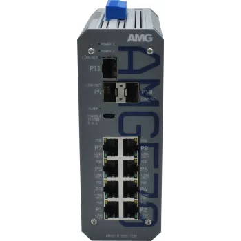 AMG Industrial -hallittava kytkin, 8x 10/100 Mbps, DIN-kisko, redundantti virransyöttö