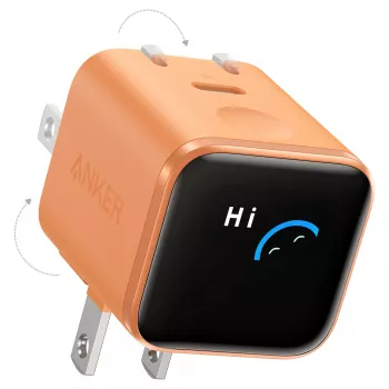 Anker Nano Charger 45W GaN USB-C -laturi ActiveShield 5.0:lla, kosketusanturilla, SmartDisplay-näytöllä, iPhone-tunnistuksella, oranssi