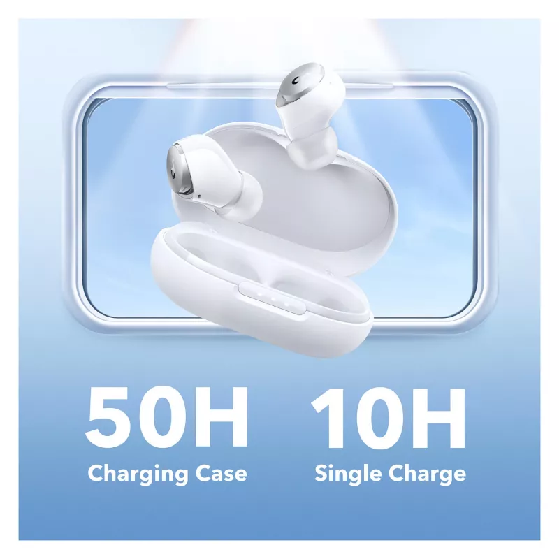 Anker Soundcore Space A40 täyslangattomat melunvaimennus-nappikuulokkeet, Bluetooth 5.2, LDAC, IPX4, valkoinen