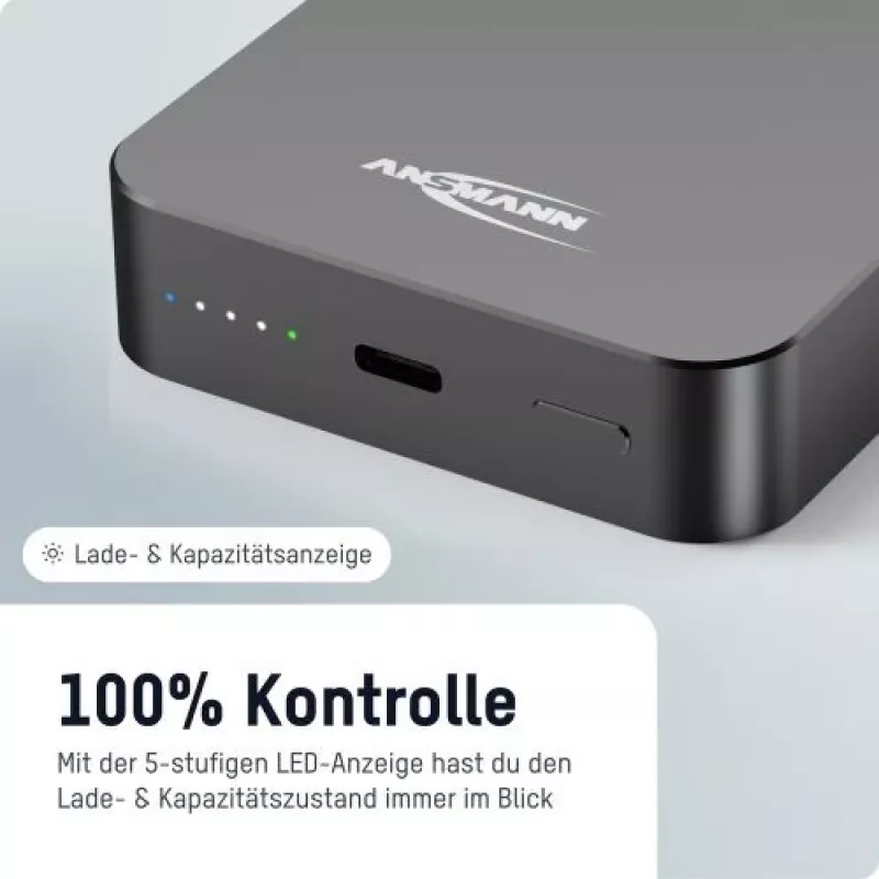 ANSMANN 1700-0199 10 000 mAh langaton varavirtalähde antrasiitti