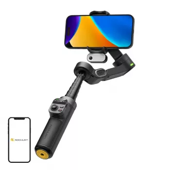 AOCHUAN Smart X3 AI-seuranta gimbaalivakain LED-valolla ja selfie-tikulla älypuhelimelle, musta