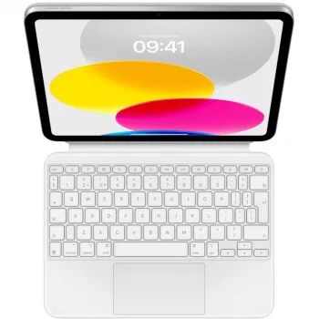 Apple Magic Keyboard Folio Trackpadilla - brittienglanti (QWERTY) - valkoinen - iPad (10. sukupolvi)