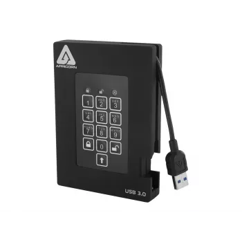Apricorn Aegis Padlock Fortress A25-3PL256-500F ulkoinen kiintolevy - 500GB - USB 3.2 Gen 1 - AES 256-bit laitteistosalaus - musta