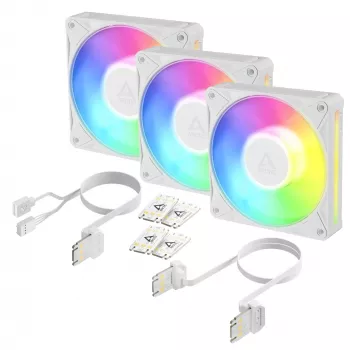Arctic BioniX P12 A-RGB White 3-pack – 120mm PWM -kotelotuuletin osoitettavalla RGB:llä ja Daisy Chain -toiminnolla, 450-3000 kierr./min