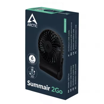 Arctic Summair 2Go ladattava pöytätuuletin - 10 cm (musta)