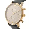 ARMANI AR0386 miesten Classic kvartsianalogikello 40 mm hopeinen kellotaulu ruskea nahkaranneke