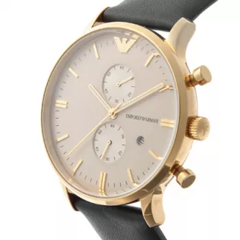ARMANI AR0386 miesten Classic kvartsianalogikello 40 mm hopeinen kellotaulu ruskea nahkaranneke