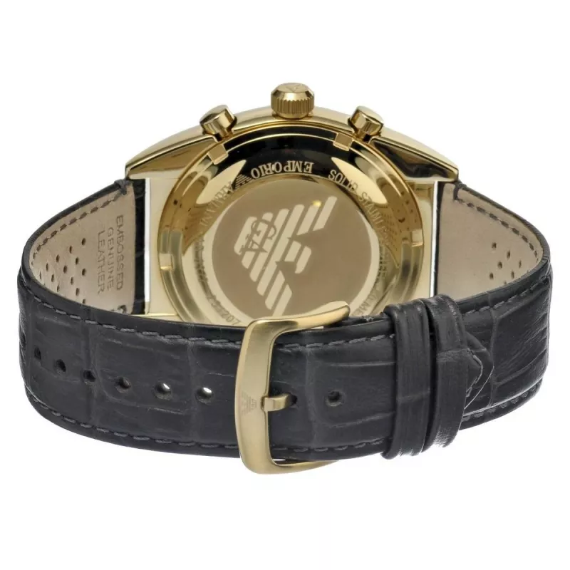 ARMANI AR0386 miesten Classic kvartsianalogikello 40 mm hopeinen kellotaulu ruskea nahkaranneke
