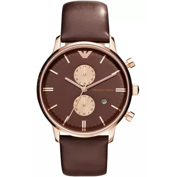 ARMANI AR0387 miesten kvartsikronografi kello 42mm musta kellotaulu nahkaranneke