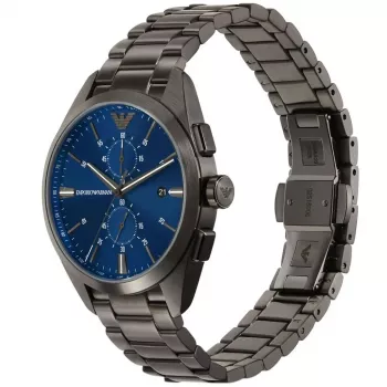 ARMANI AR11481 miesten Luigi kronografi kvartsikello 43mm musta kellotaulu musta nahkaranneke