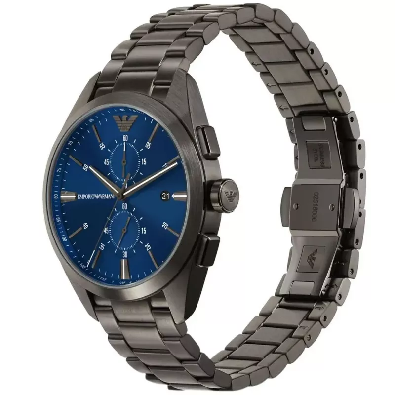 ARMANI AR11481 miesten Luigi kronografi kvartsikello 43mm musta kellotaulu musta nahkaranneke
